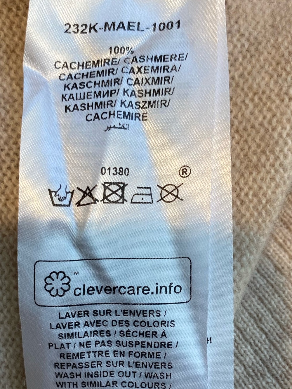 CAROLL CREAM 100% CASHMERE V NECK SWEATER - Picture 5 of 5